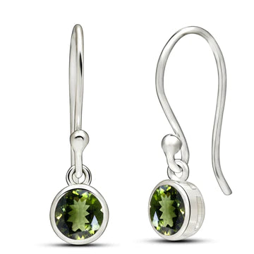 Dangling Earrings with Green Gemstones