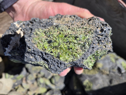 Peridot in Basalt Matrix