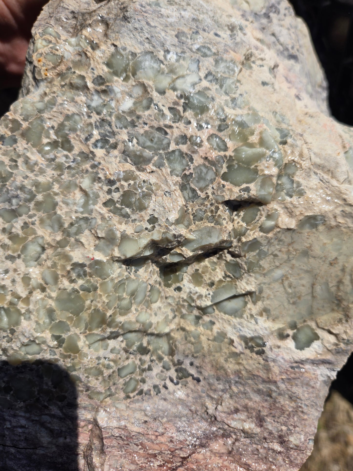 Chalcosiderite in Rhyolite & Alunite
