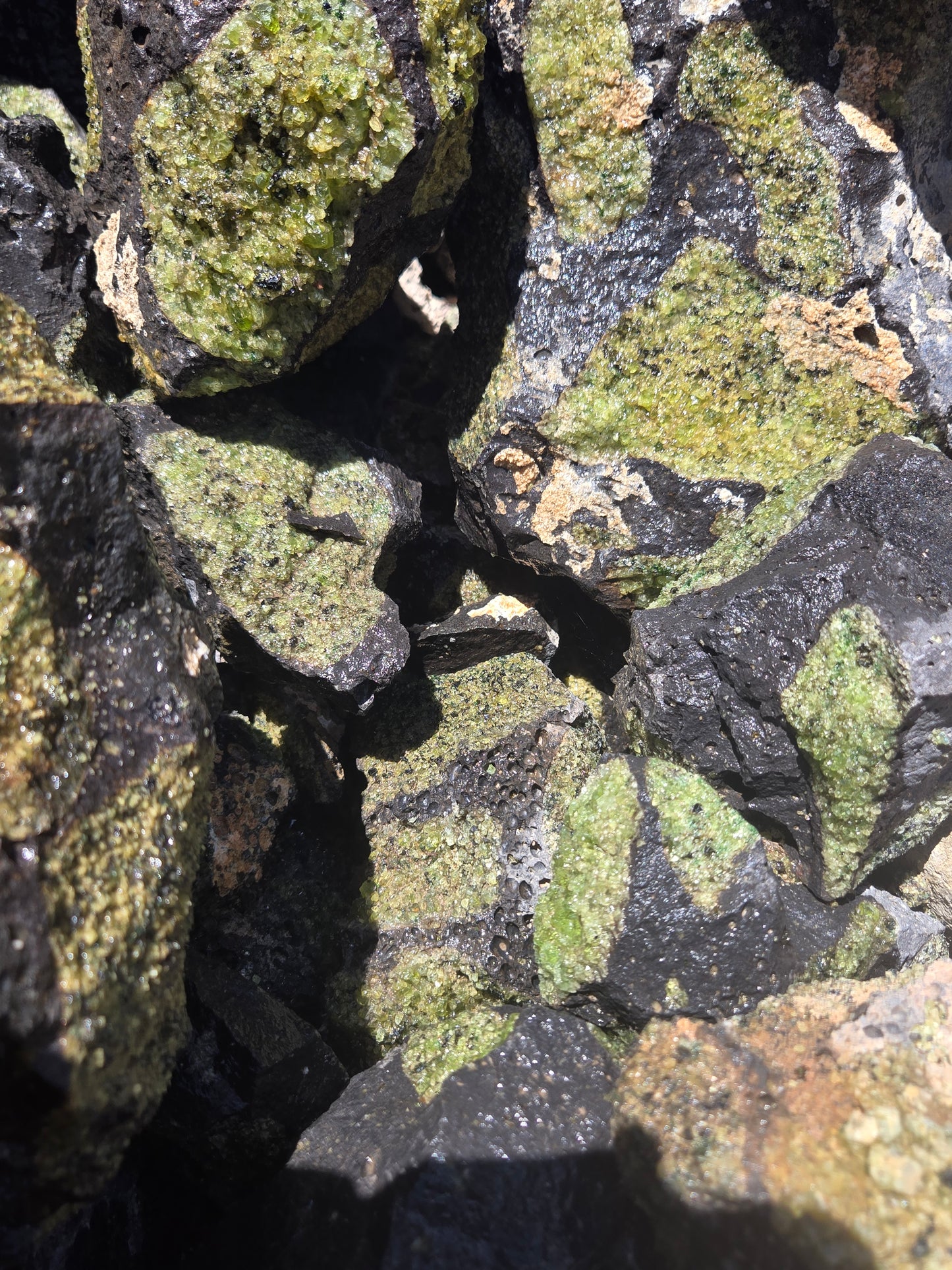Peridot in Basalt Matrix