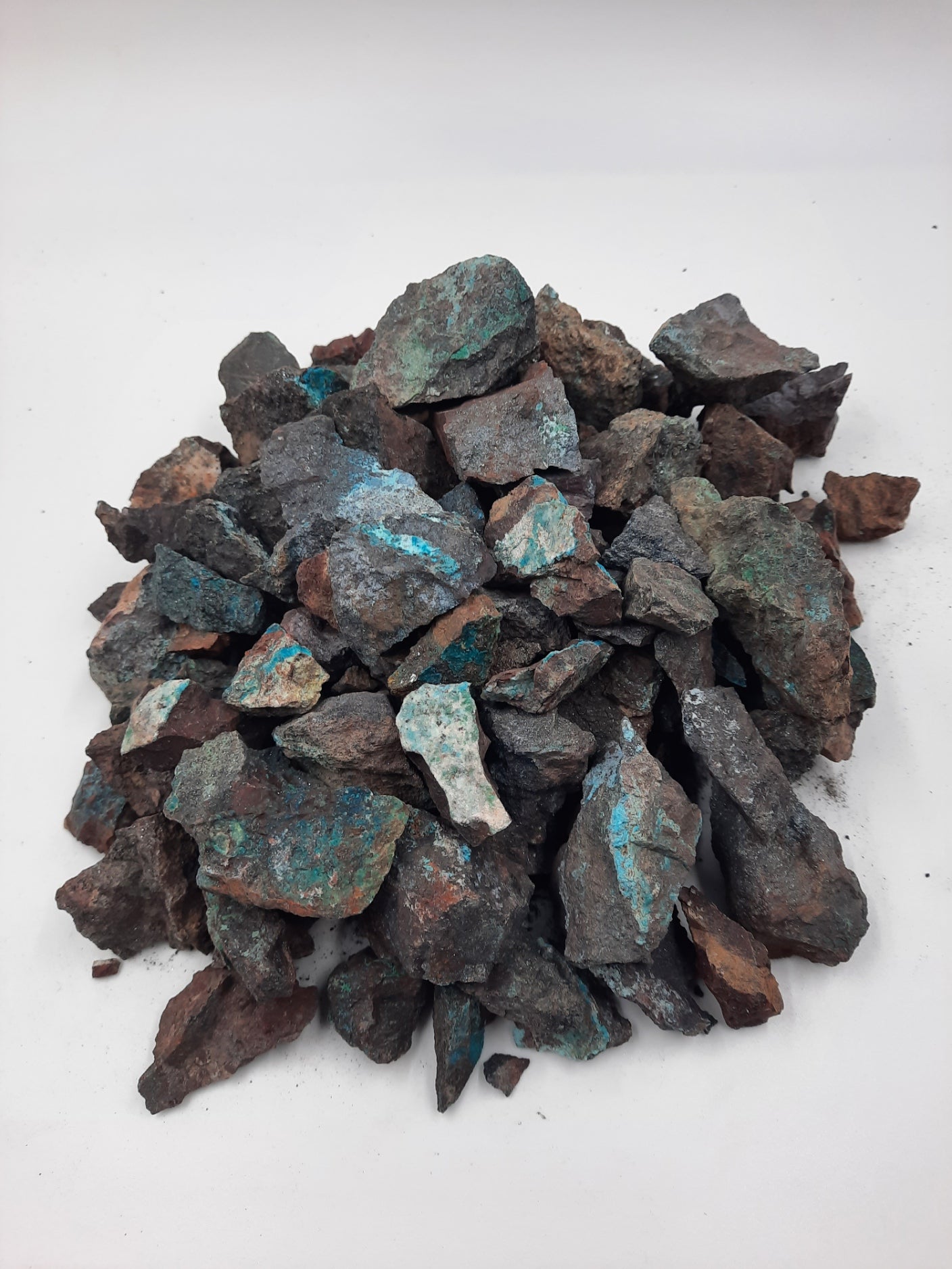 Specular Hematite with Chrysocolla and Cooprite bulk lot