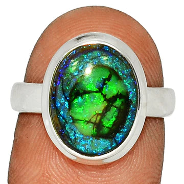 Circular Sterling Silver Opal Ring